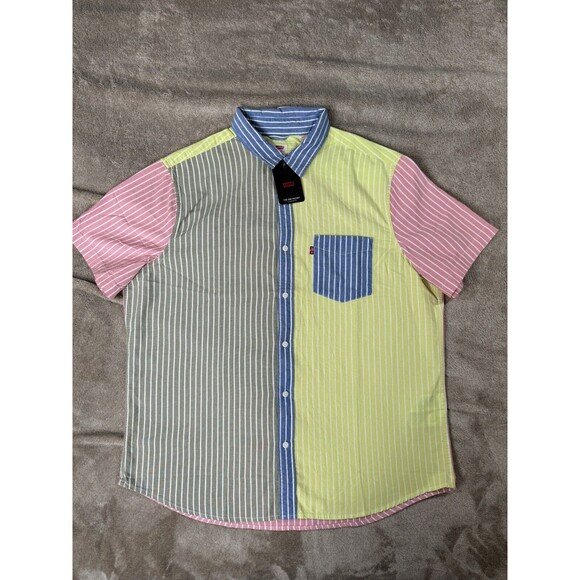 Levi's Shirt Men's XL Colorful Striped Button Short Sleeve 90's VTG Look - Picture 1 of 11